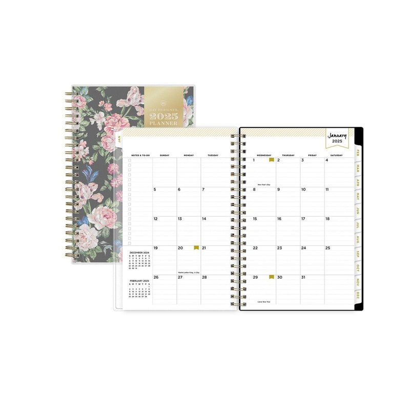 Day Designer 2025 Weekly/Monthly Planner 8.15"x5.91" Wirebound Rose Garden