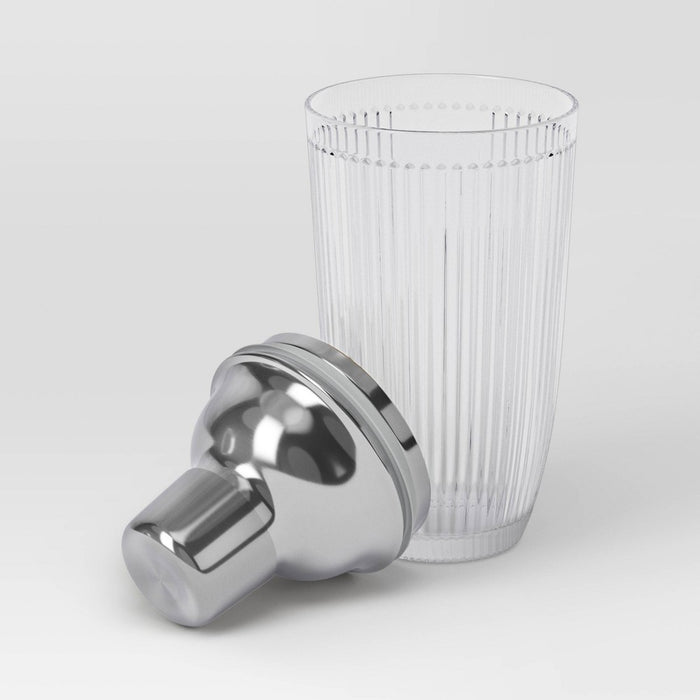 12 fl oz Cocktail Shaker Silver - Threshold: Stainless Steel & Glass, Luxury Style, Dishwasher-Safe, 7.95" Height