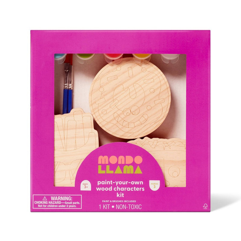3ct Wood Food Characters Painting Craft Kit - Mondo Llama