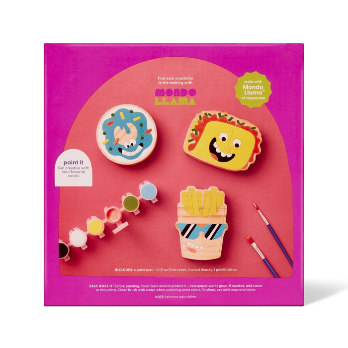 3ct Wood Food Characters Painting Craft Kit - Mondo Llama