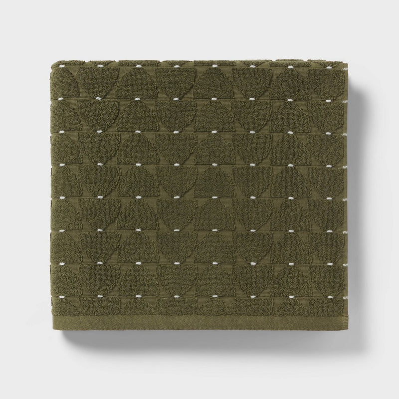 2pc Modern Sculpted Bath Towel Green - Threshold