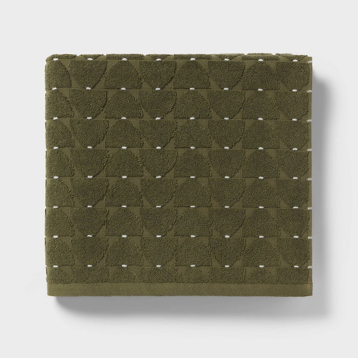 2pc Modern Sculpted Bath Towel Green - Threshold