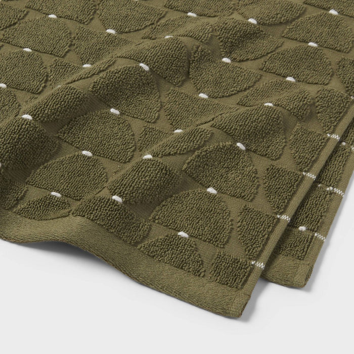 2pc Modern Sculpted Bath Towel Green - Threshold
