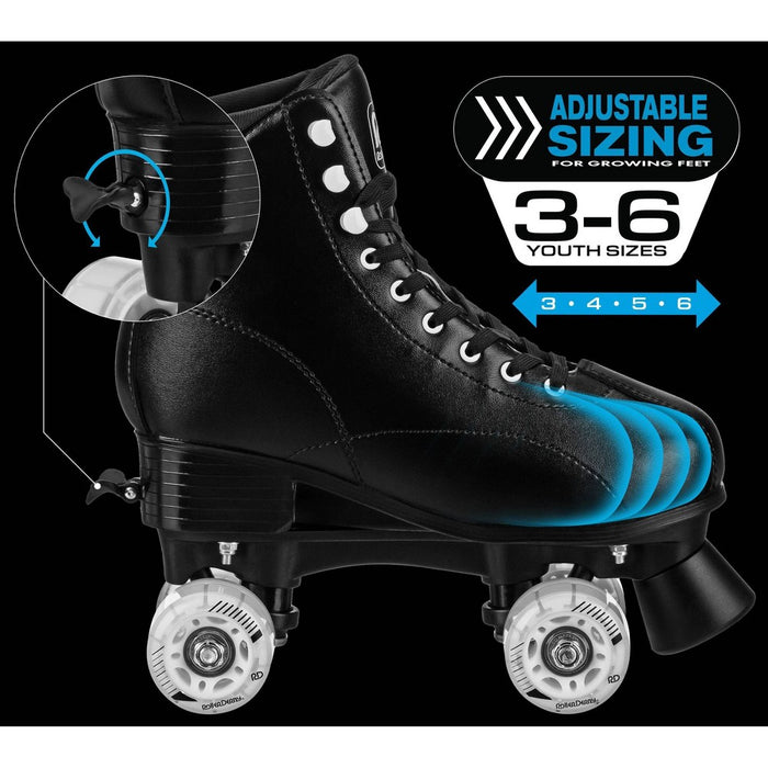 Roller Derby Youth Adjustable Roller Skates - Black 3-6