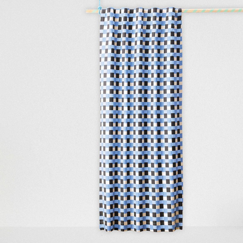 84" Checkered Blue Kids' Blackout Window Panel - Pillowfort