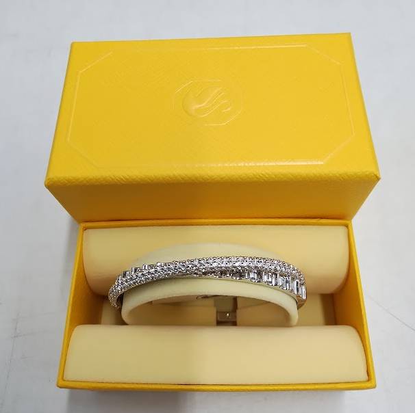 Swarovski Rota Rigid Bracelet 5650354 Silver Bow Crystal Bracelet