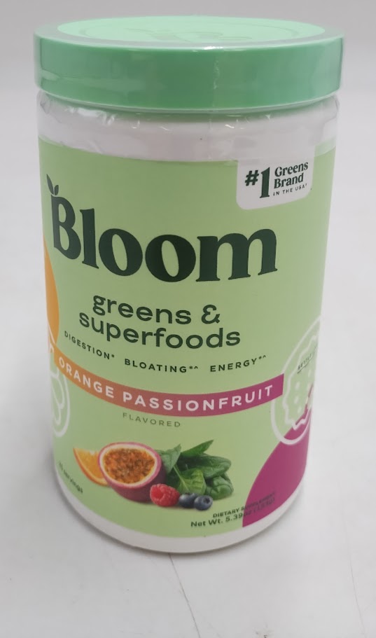 BLOOM NUTRITION Greens and Superfoods Powder Orange Passion Fruit 25ct EXP 12/26