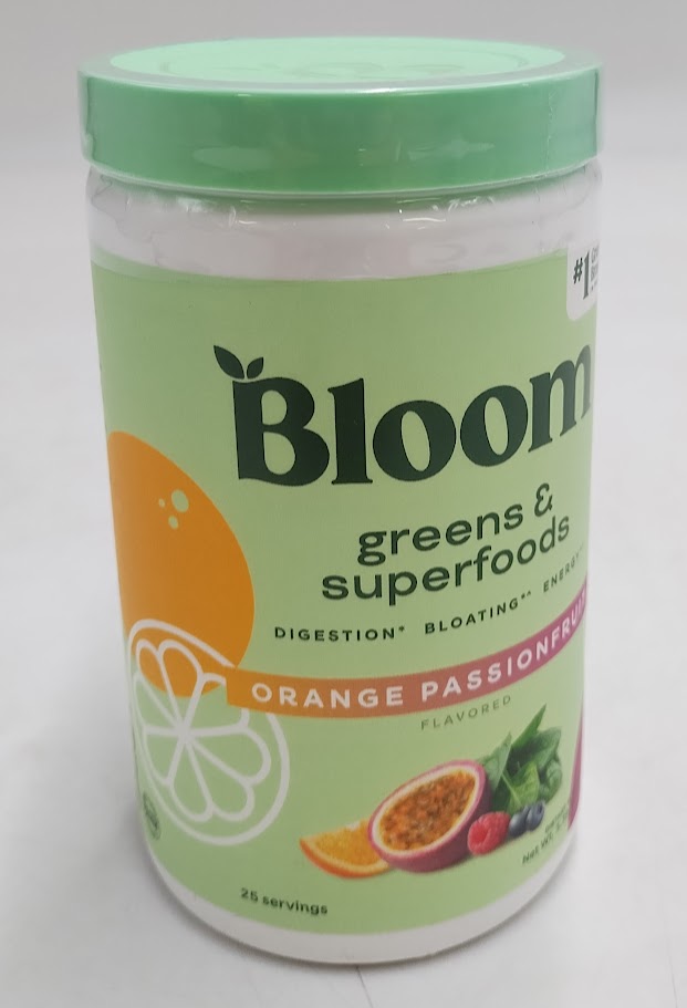 BLOOM NUTRITION Greens and Superfoods Powder Orange Passion Fruit 25ct EXP 12/26
