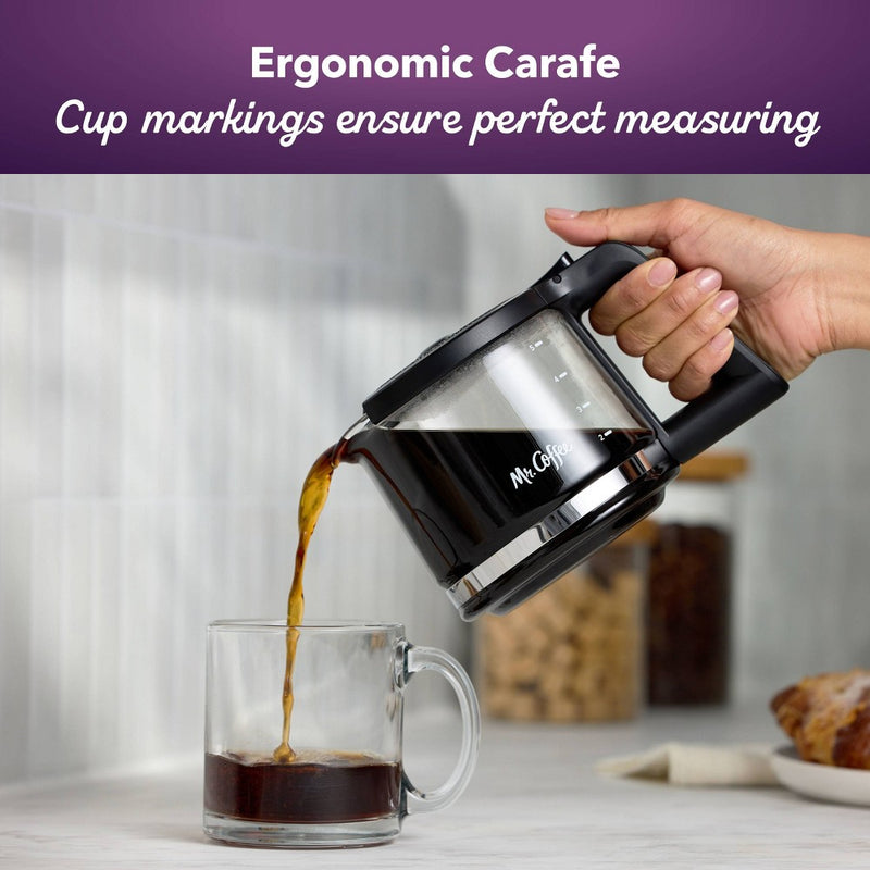 Mr. Coffee 5-Cup Programmable Coffee Maker Black: Drip Coffee Machine, Electric, Dishwasher-Safe, Paper Filter, 25 oz Capacity