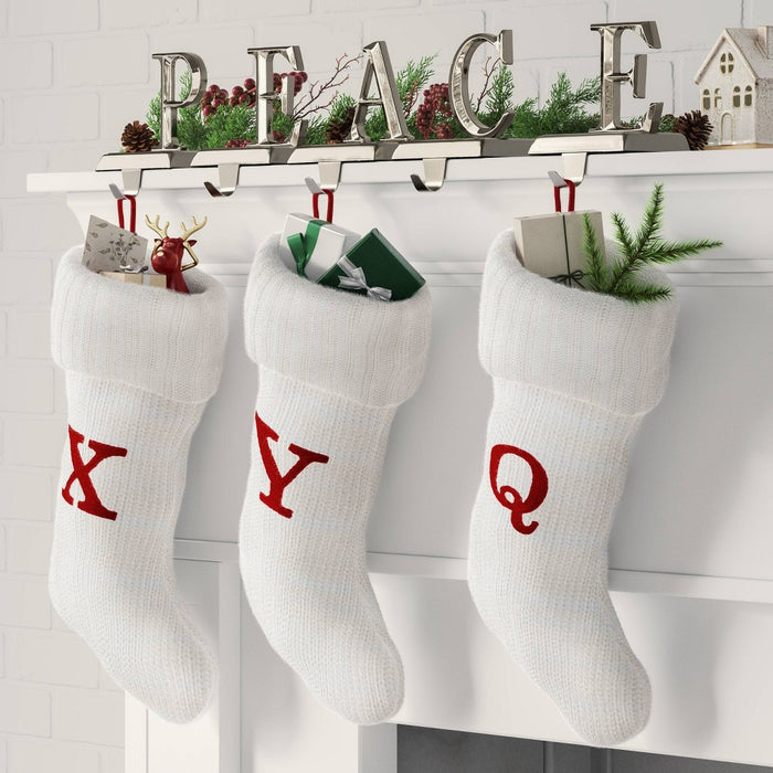 Knit Monogram Christmas Stocking White Q - Wondershop: 20" Festive Decor, Hang Loop