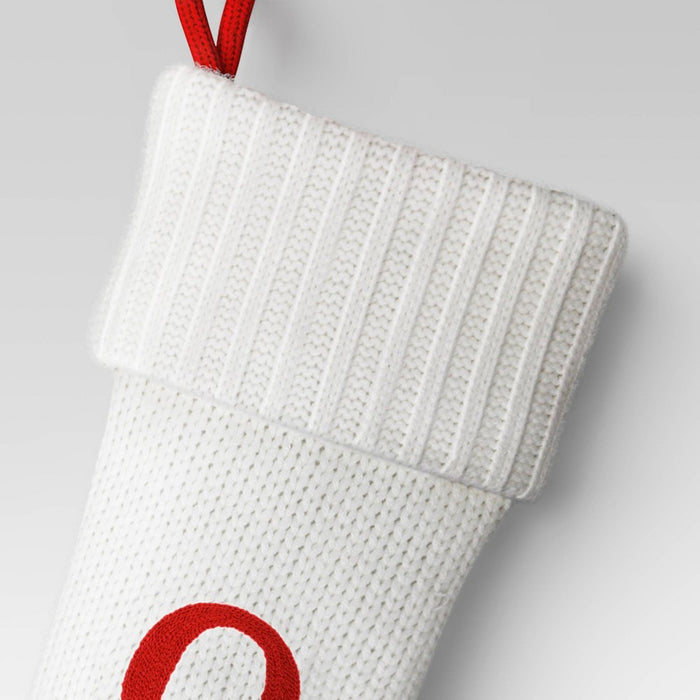 Knit Monogram Christmas Stocking White Q - Wondershop: 20" Festive Decor, Hang Loop