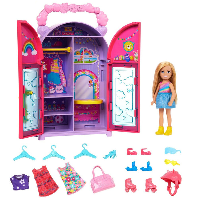 Barbie Chelsea Doll & Closet Toy Playset with Clothes & Accessories Set 17pc