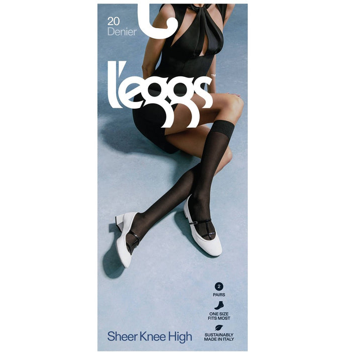 L'eggs Women's 360 Contour 2pk Knee High Tights - Black One Size Fits Most