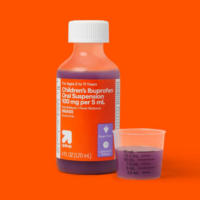 Children's Ibuprofen (NSAID) Oral Suspension Pain Reliever & Fever Reducer Liquid - Grape - 4 fl oz - up&up