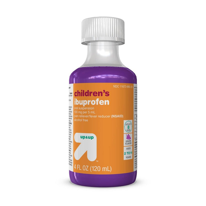 Children's Ibuprofen (NSAID) Oral Suspension Pain Reliever & Fever Reducer Liquid - Grape - 4 fl oz - up&up