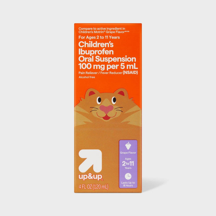 Children's Ibuprofen (NSAID) Oral Suspension Pain Reliever & Fever Reducer Liquid - Grape - 4 fl oz - up&up