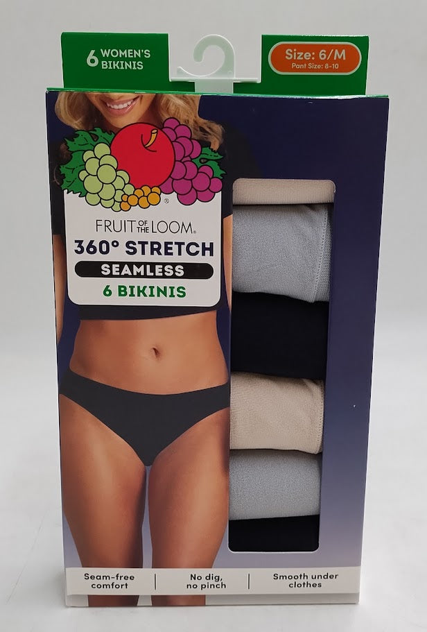Fruit of the Loom Women's 6pk Seamless Bikini Underwear - 6