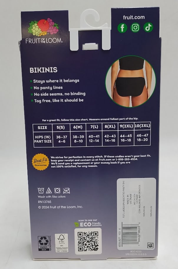 Fruit of the Loom Women's 6pk Seamless Bikini Underwear - 6