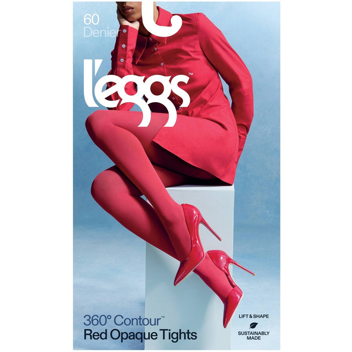 L'eggs Women's 60 Denier 360 Contour Opaque Tights - Red XL