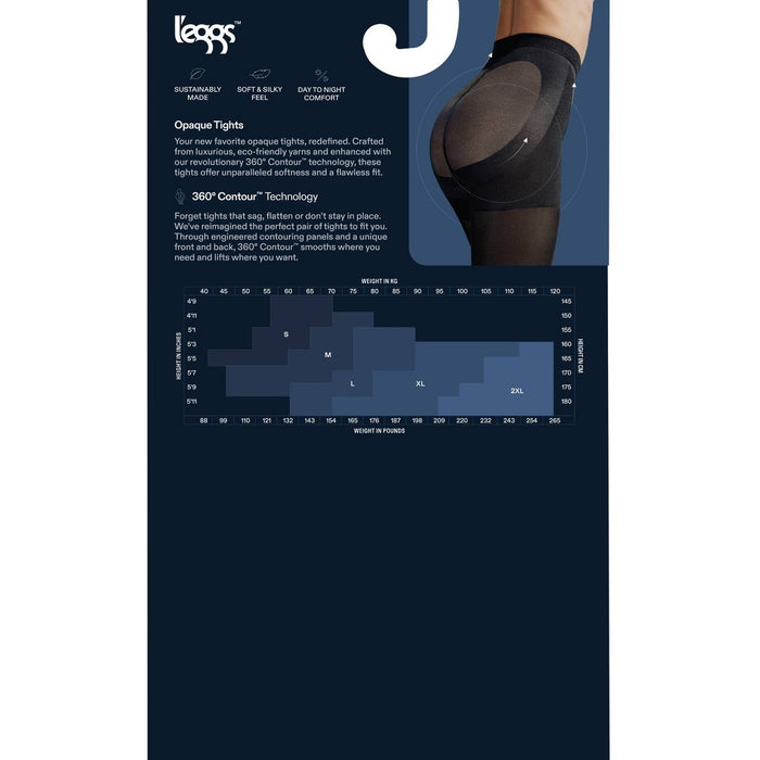 L'eggs Women's 60 Denier 360 Contour Opaque Tights - Red XL