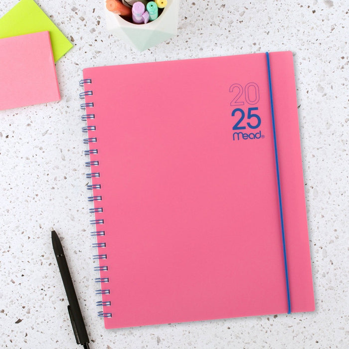 Mead Color Pop LG WM Planner January 2025 - March 2026 Flamingo Pink with Electric Indigo Accents