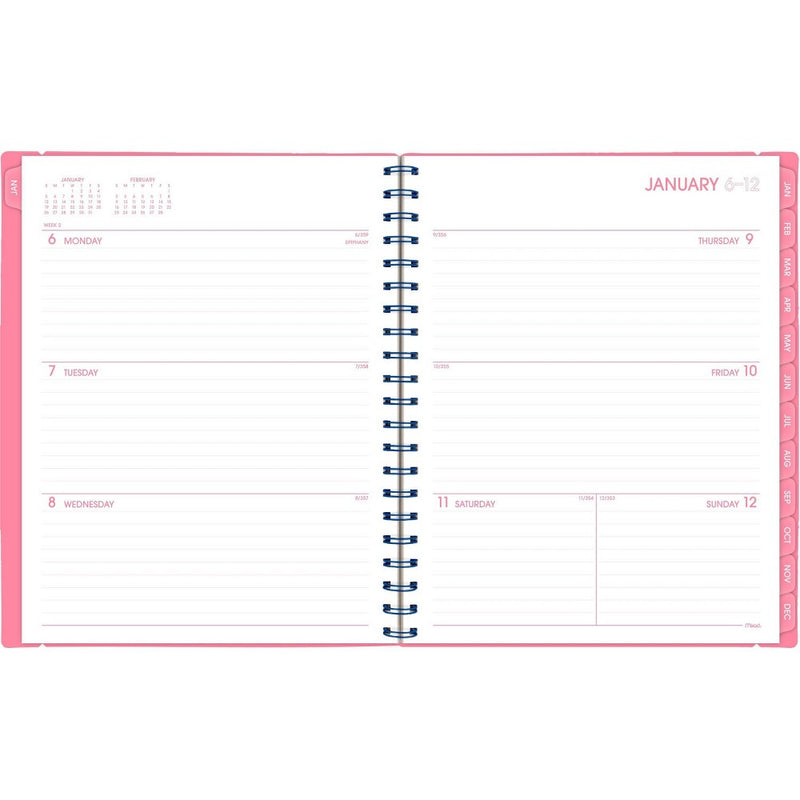 Mead Color Pop LG WM Planner January 2025 - March 2026 Flamingo Pink with Electric Indigo Accents