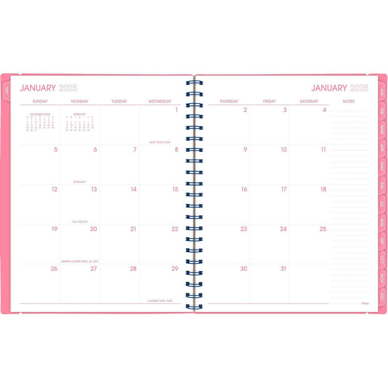 Mead Color Pop LG WM Planner January 2025 - March 2026 Flamingo Pink with Electric Indigo Accents