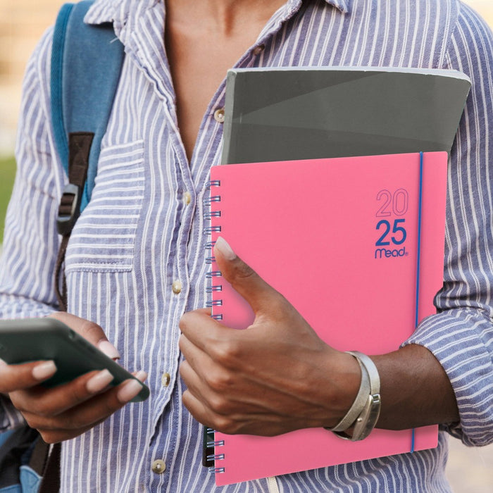 Mead Color Pop LG WM Planner January 2025 - March 2026 Flamingo Pink with Electric Indigo Accents