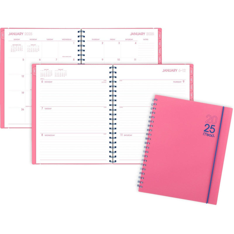 Mead Color Pop LG WM Planner January 2025 - March 2026 Flamingo Pink with Electric Indigo Accents