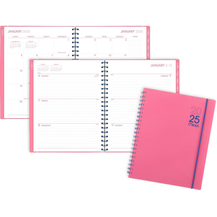 Mead Color Pop LG WM Planner January 2025 - March 2026 Flamingo Pink with Electric Indigo Accents