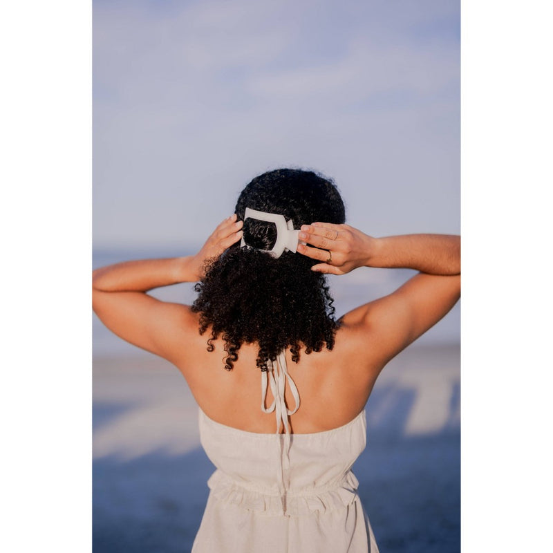 TELETIES Large Flat Square Hair Clip - Coconut White