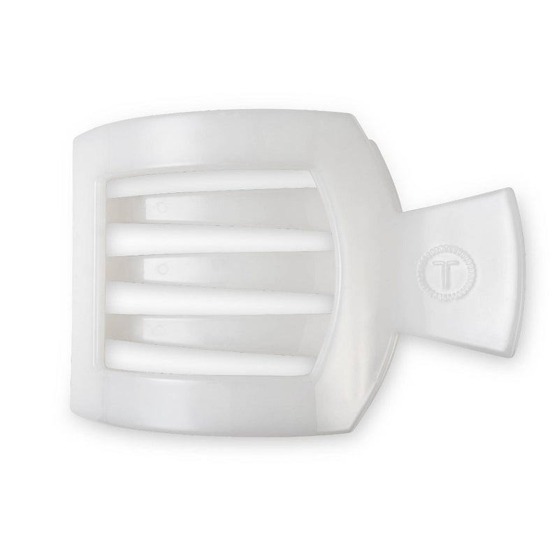 TELETIES Large Flat Square Hair Clip - Coconut White
