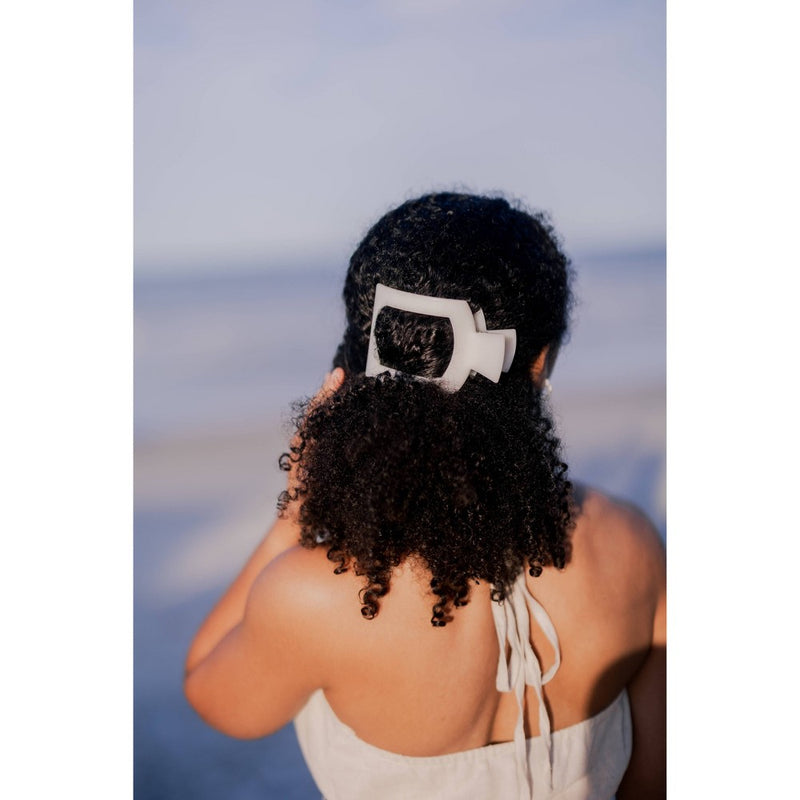 TELETIES Large Flat Square Hair Clip - Coconut White