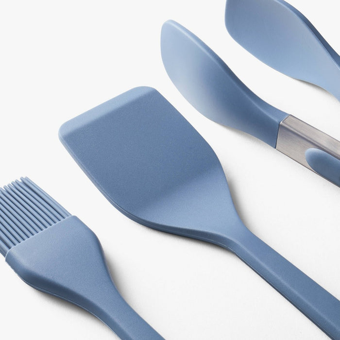 3pc Silicone Mini Turner Basting Brush and Tongs Set Blue - Figmint: Kitchen Utensils, Dishwasher-Safe, Adult Use