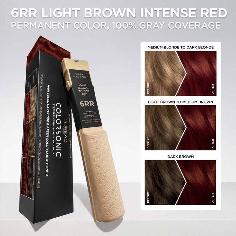 L'Oreal Colorsonic Permanent Hair Color Cartridge-Light Brown Intense Red 6RR