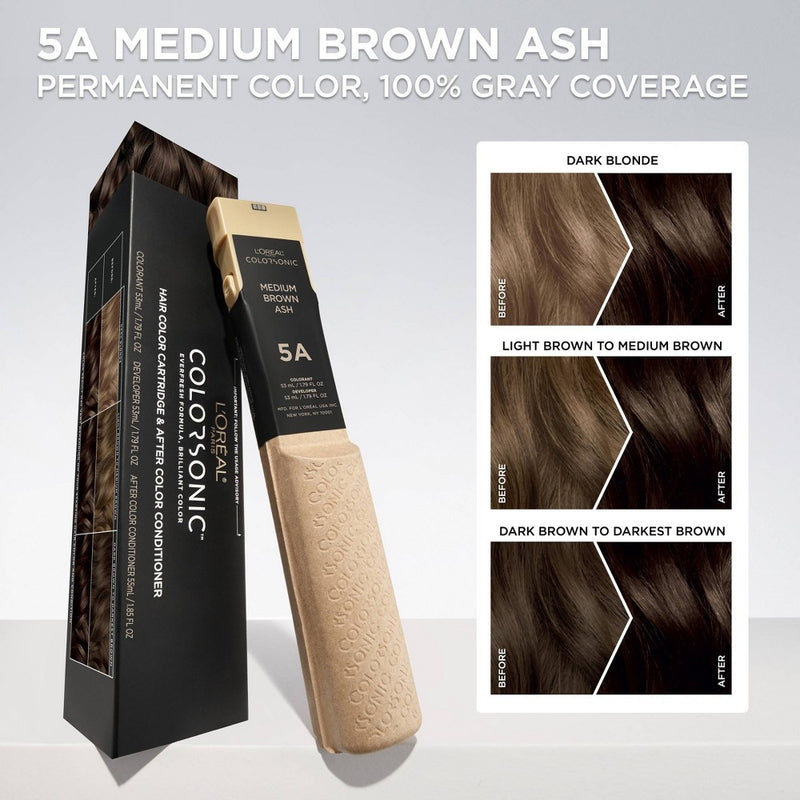 L'Oreal Paris Colorsonic Permanent Hair Color Cartridge - Medium Brown Ash 5A