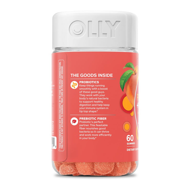 OLLY Probiotic + Prebiotic Gummies - Peachy Peach- 60ct