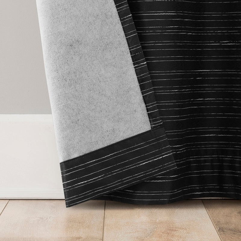 2pc 37"x84" Sun Zero Wylder Texture Thermal Blackout Grommet Curtain Panel Pair Black