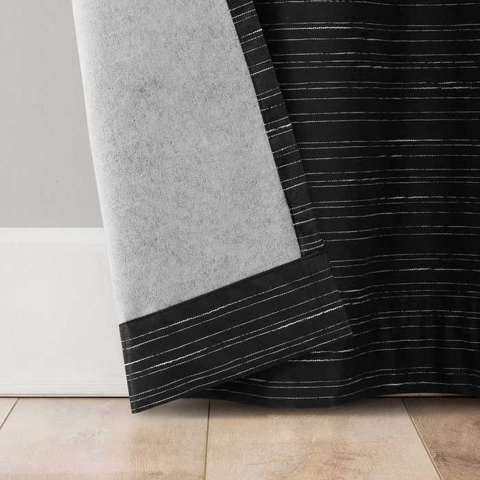 2pc 37"x84" Sun Zero Wylder Texture Thermal Blackout Grommet Curtain Panel Pair Black
