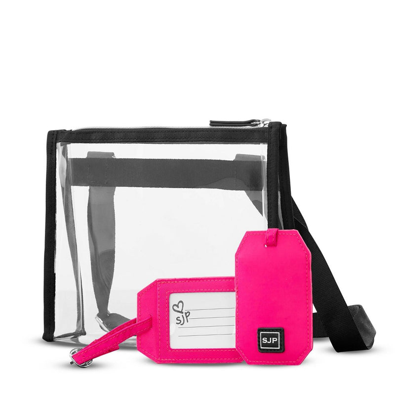 Sarah Jessica Parker Clear Crossbody Bag with Luggage Tag Set