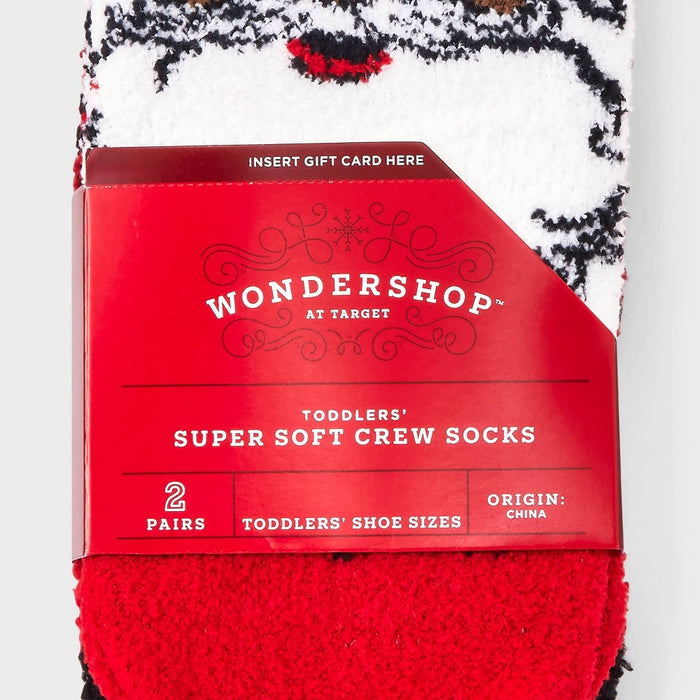 Toddler 2pk Santa Christmas Cozy Socks with Gift Card Holder - Wondershop Red 2T-3T