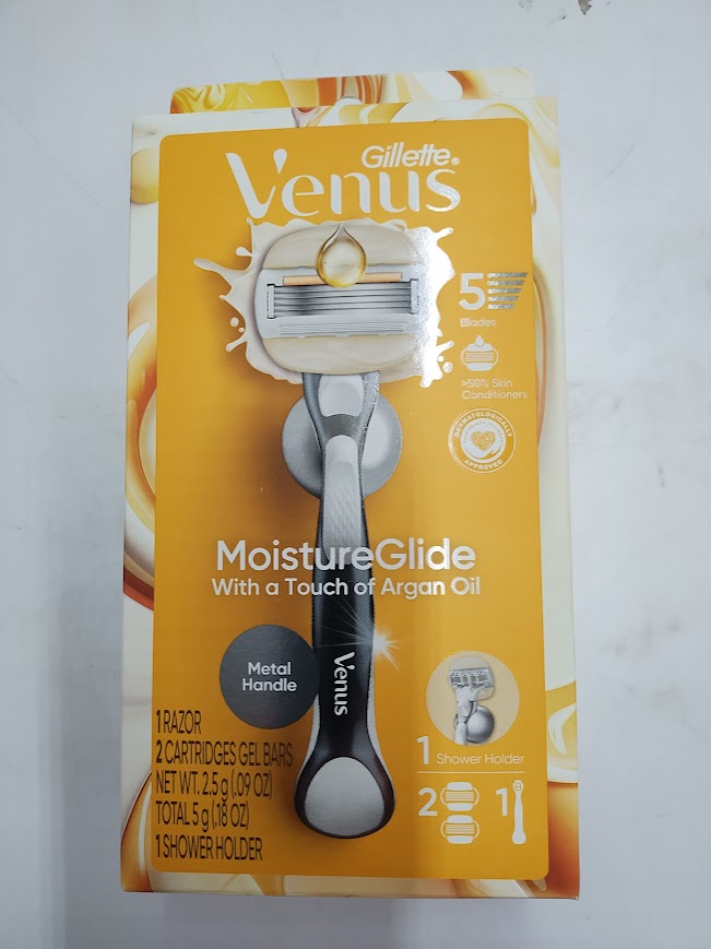 Venus Moistureglide Women's Razor Handle 2 Blade Refills + Shower Holder