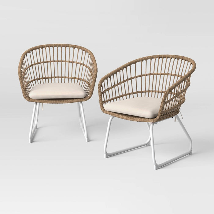 2pc Southport Patio Dining Chairs with Cushions, Wicker/Steel Frame - Threshold (LOCAL PICKUP ONLY)
