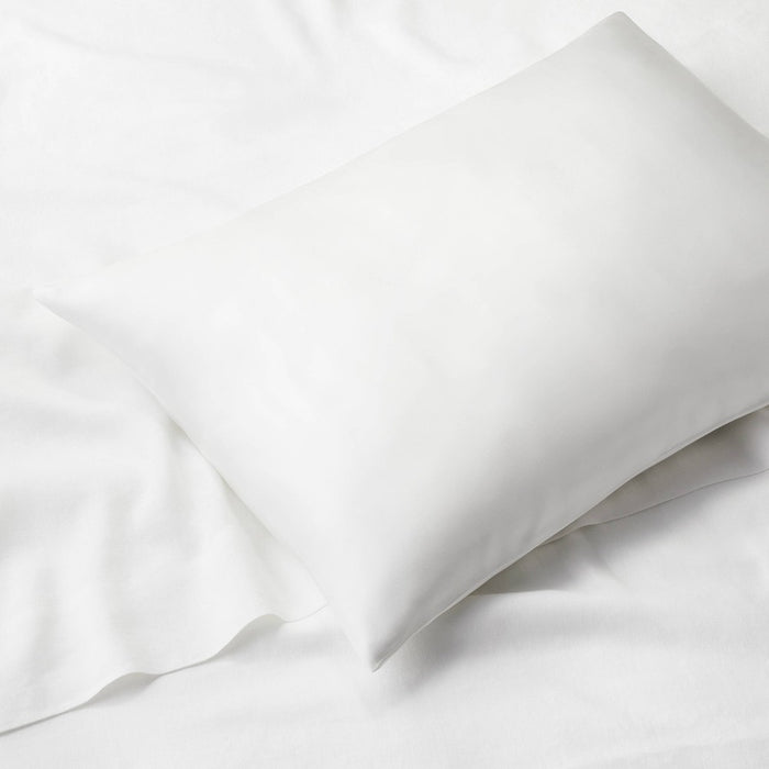 Standard Solid Silk Pillowcase White - Casaluna: Hand Wash, Satin Construction, OEKO-TEX Certified