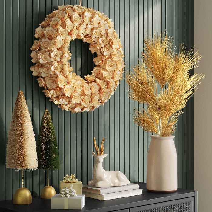 Curled Wood Glitter Wreath Gold - Threshold (LOCAL PICKUP ONLY)