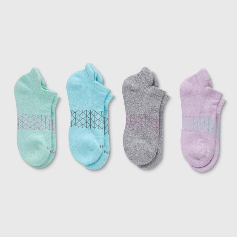 Hanes Women's 4pk Absolute Active Heel Tab No Show Socks - Cool Color 5-9