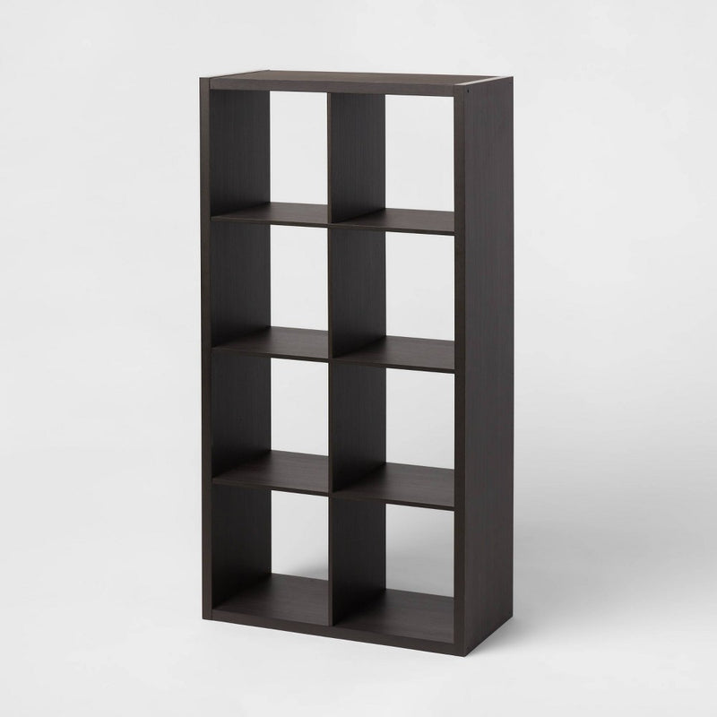8 Cube Organizer Black Oak - Brightroom: Wood Laminate Bookshelf, 4 Shelves, 8 Cubbies, 57.8" H, 30" W, 14.6" D (LOCAL PICKUP ONLY)