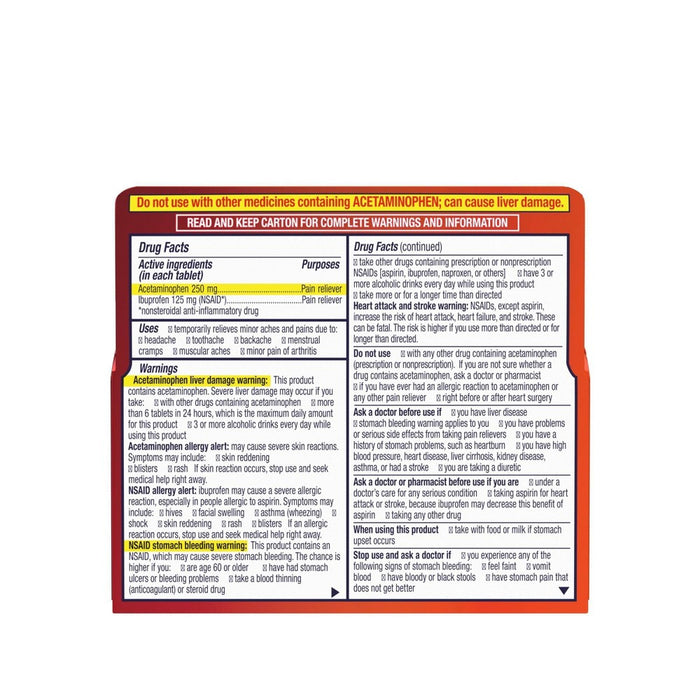 Motrin Acetaminophen Dual Action with Tylenol Pain Reliever - 20ct