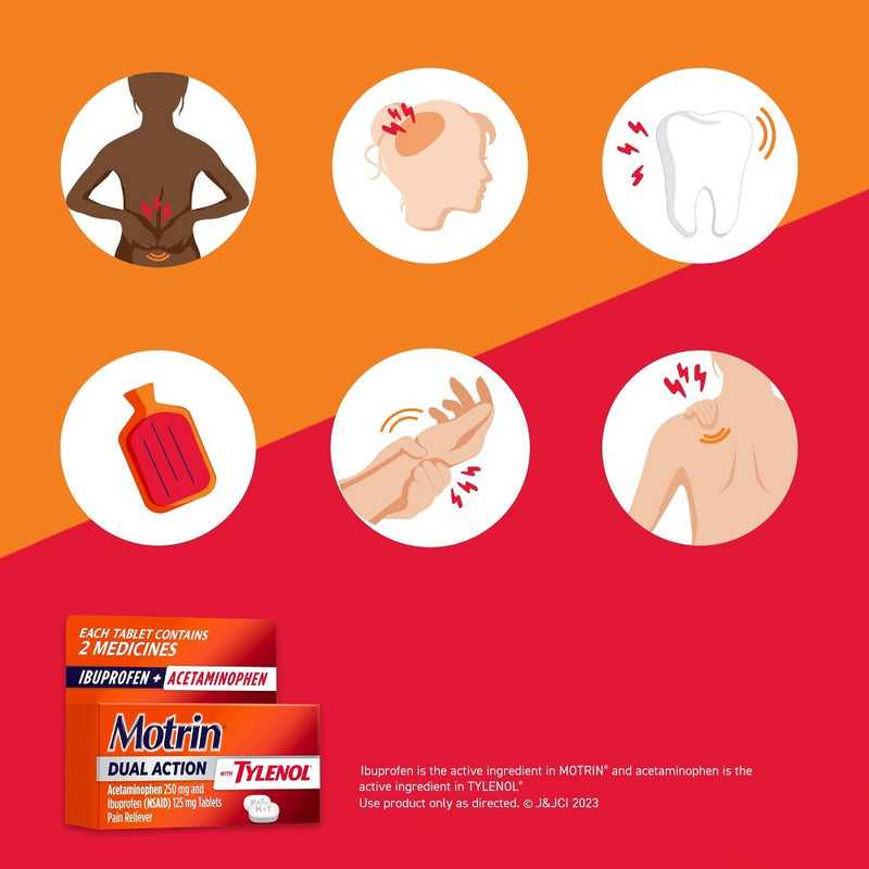 Motrin Acetaminophen Dual Action with Tylenol Pain Reliever - 20ct
