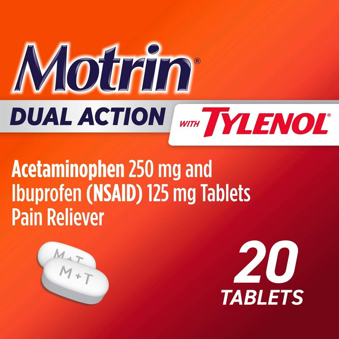 Motrin Acetaminophen Dual Action with Tylenol Pain Reliever - 20ct